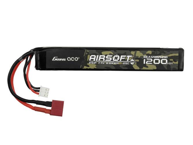 Gens ace 25C 1200mAh 2S1P 7.4V Airsoft Gun Lipo Battery with T Plug
