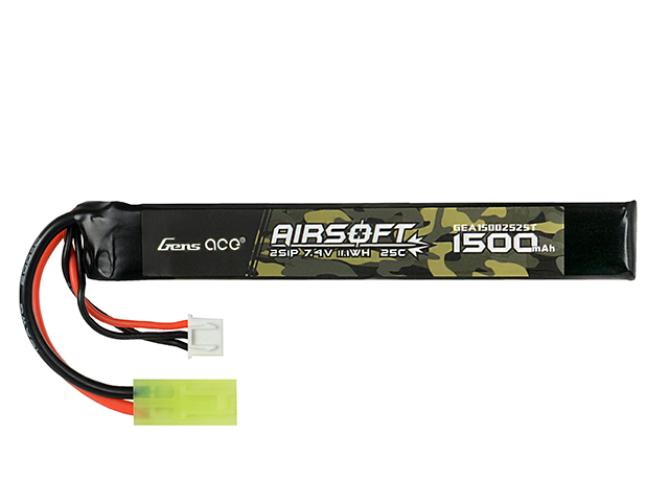Gens ace 25C 1500mAh 2S1P 7.4V Airsoft Gun Lipo Battery with mini Tamiya