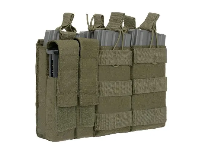 8 Fields Triple 5.56 Mag/Pistol Pouch Panel (5 + 2) OD Olive