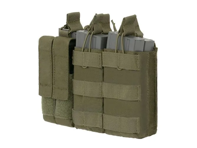 8 Fields Triple 5.56 Mag/Pistol Pouch Panel (5 + 2) OD Olive