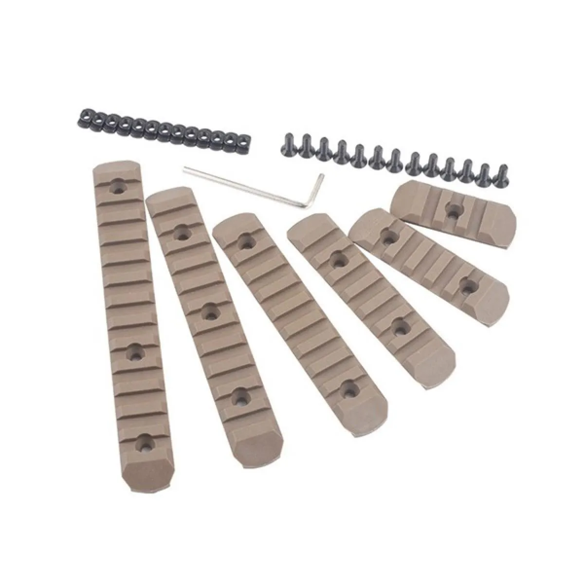 Polymer 20mm Rail Set Tan mit 6 Stück für Keymod und M-Lok