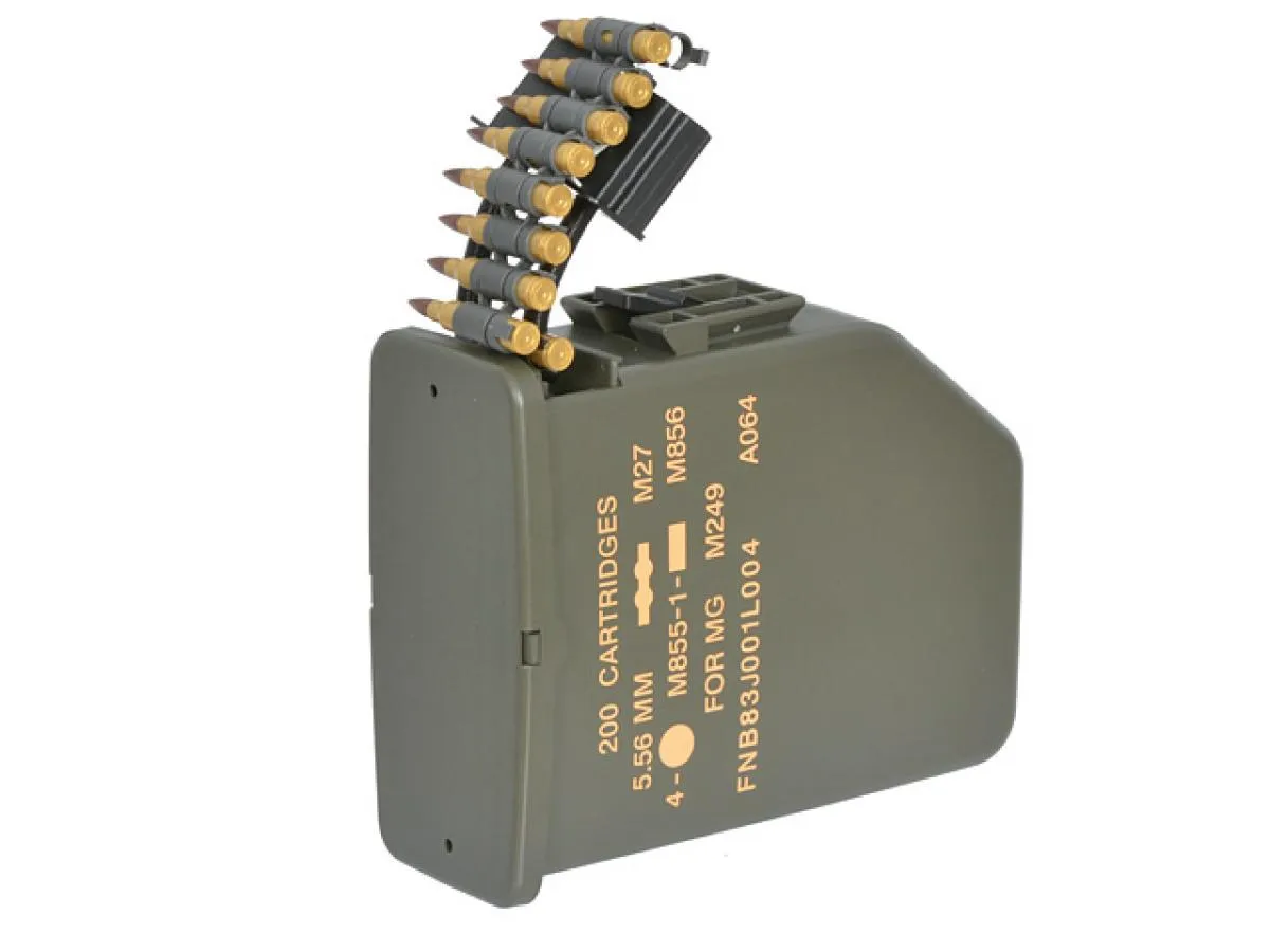 M249 ca. 6000 Schuss elektrisches Box Mag Black mit Patronen Dummy