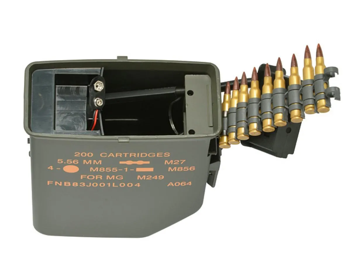 M249 ca. 6000 Schuss elektrisches Box Mag Black mit Patronen Dummy