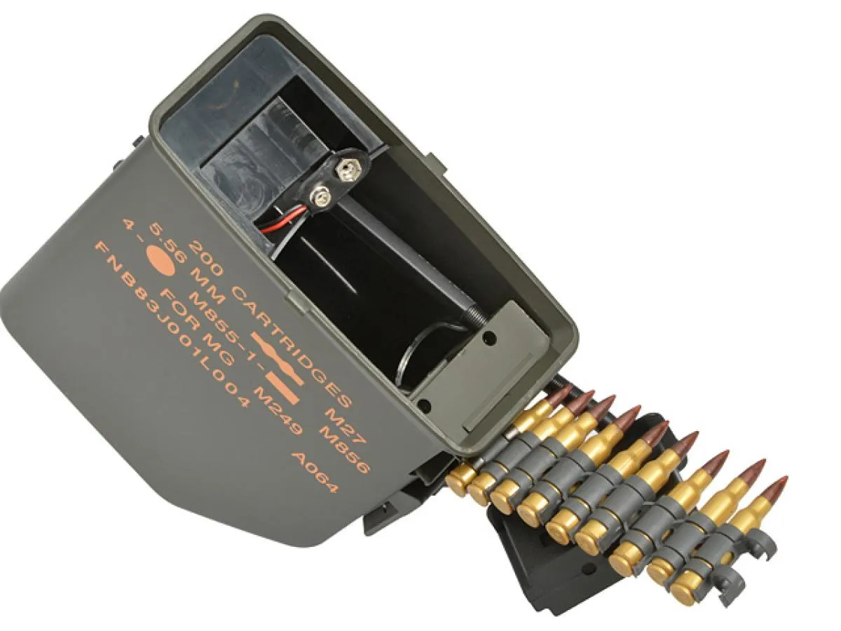 M249 ca. 6000 Schuss elektrisches Box Mag Black mit Patronen Dummy