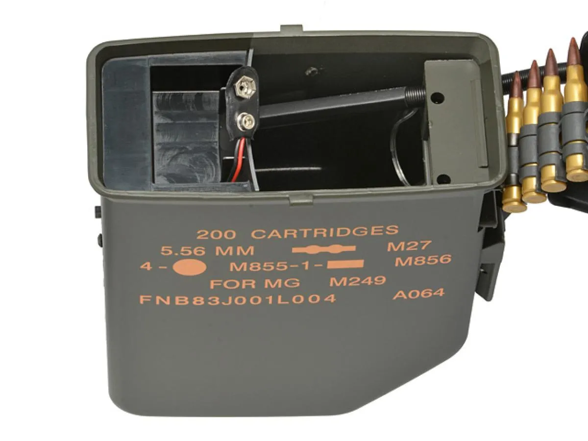 M249 ca. 6000 Schuss elektrisches Box Mag Black mit Patronen Dummy