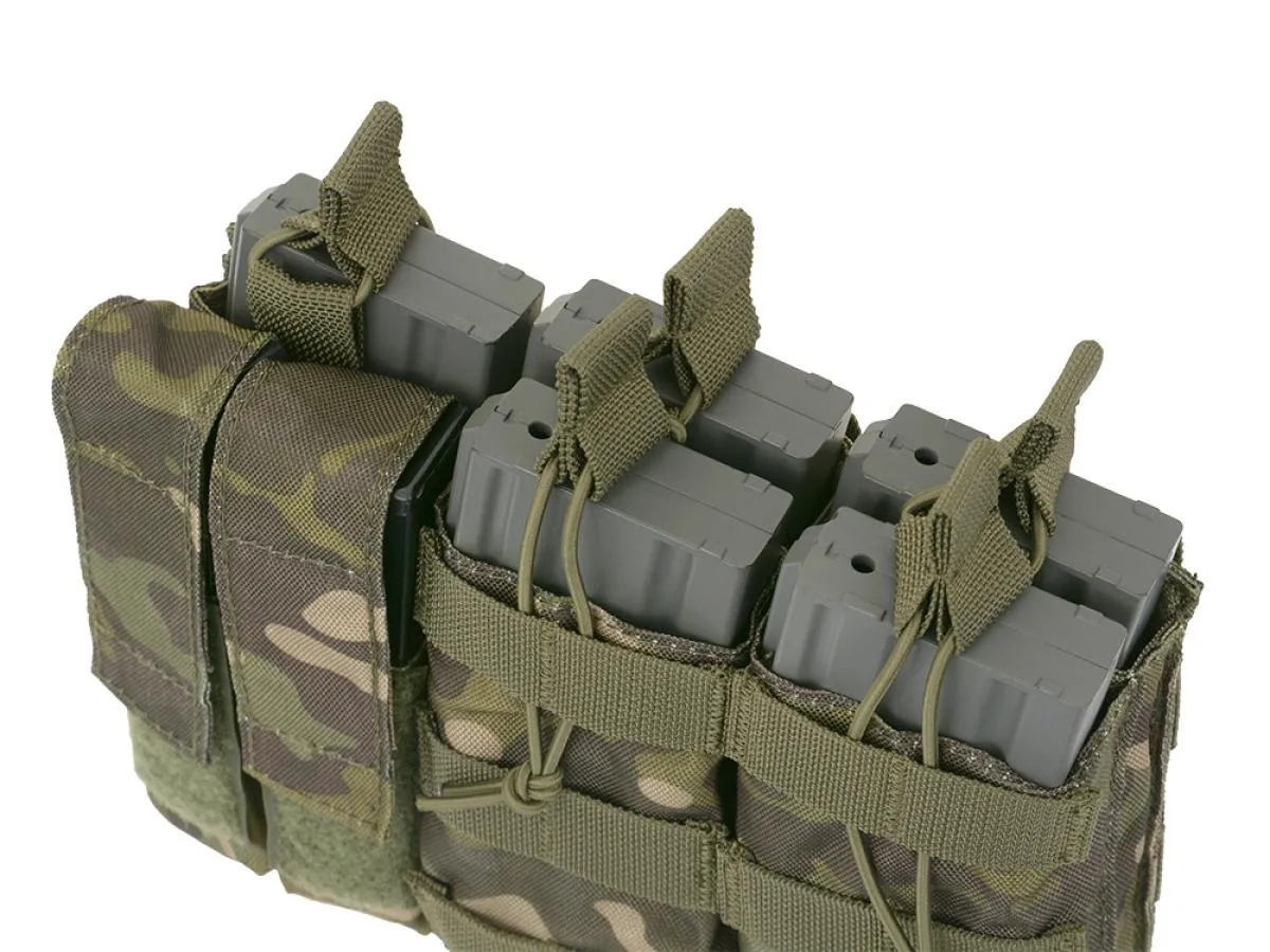 8 Fields Triple 5.56 Mag/Pistol Pouch Panel (5 + 2) MultiCamo