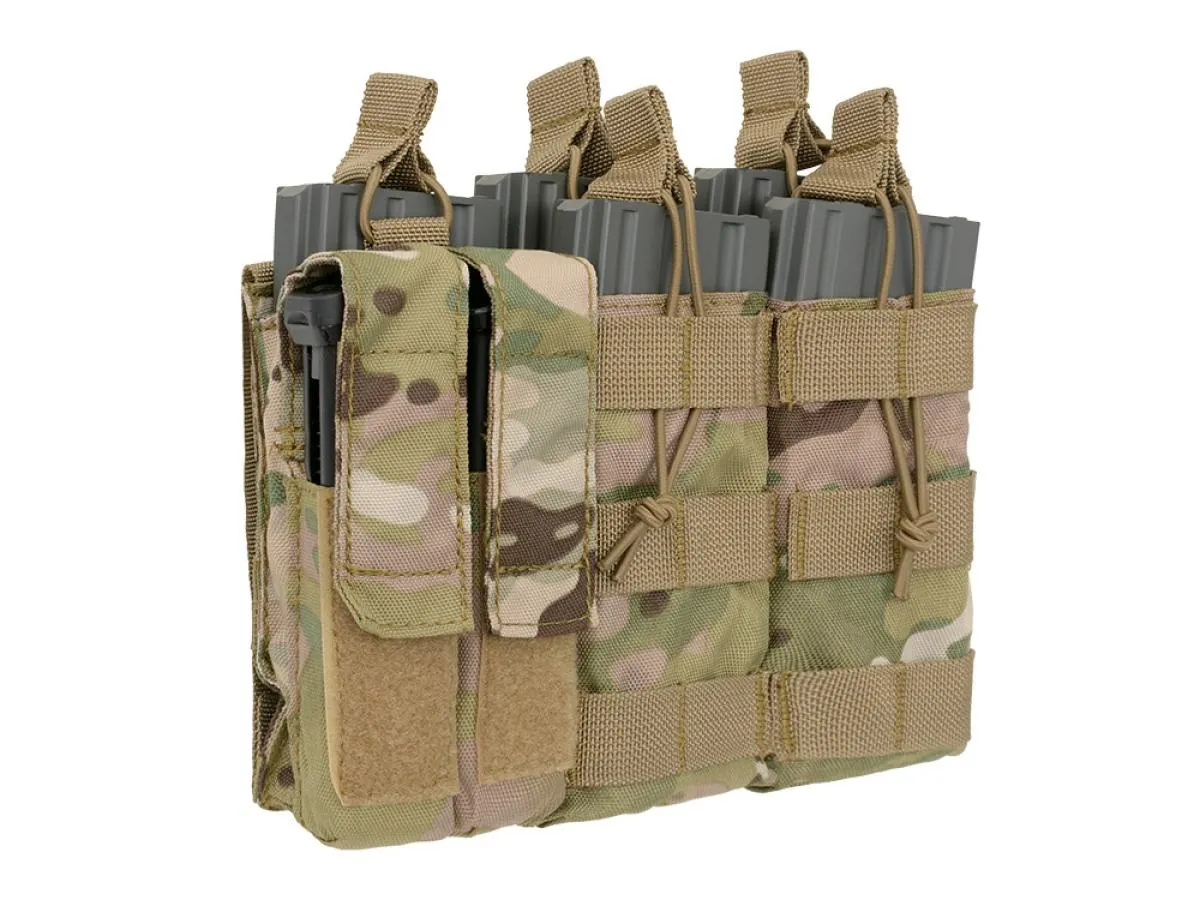 8 Fields Triple 5.56 Mag/Pistol Pouch Panel (5 + 2) MultiCamo