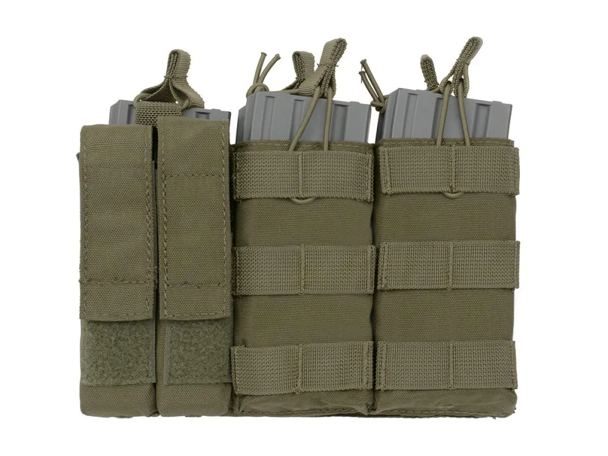 8 Fields Triple 5.56 Mag/Pistol Pouch Panel (5 + 2) OD Olive