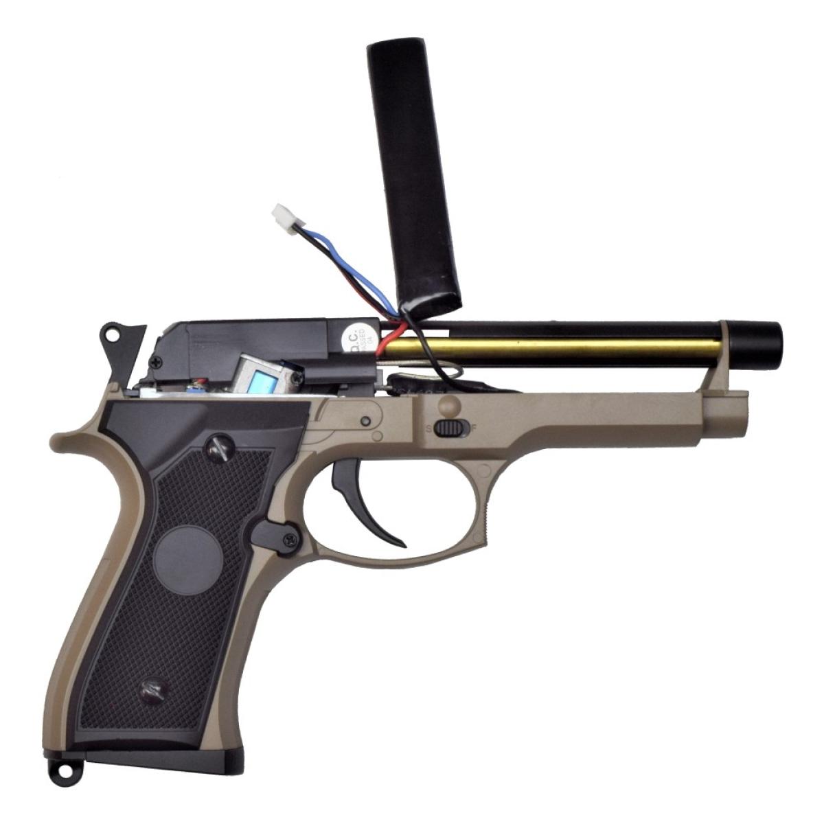 Cyma  CM126/Mod.92  AEP Pistole mit Mosfet und Li-Po + Ladegerät Tan 0,5 Joule