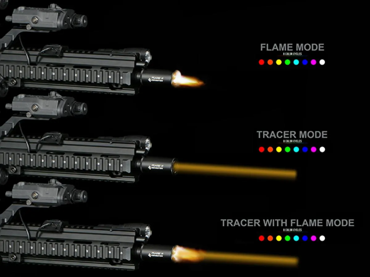 Flare M Tracer mit Muzzle-Flash Effect von Eshooter Black für Grüne & Rote-Tracer BBs