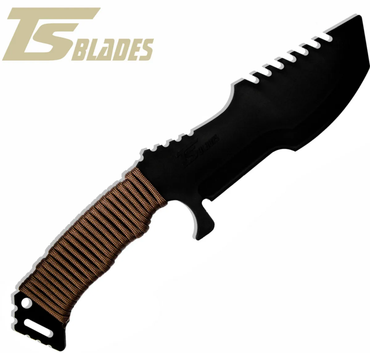 TS-BLADES HUNTSMAN G3 GRIP COYOTE BROWN PARACORD DUMMY KNIFE